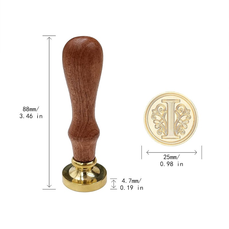krastmon Medieval Traditional Initial Alphabet Wax Seal Stamp, Brass Head Wooden Handle Letter Stamps for Card/Envelope/Gift - (Letter I) - Image 5